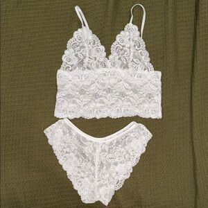 3 pc matching set- Lace Bralette, brief & Robe